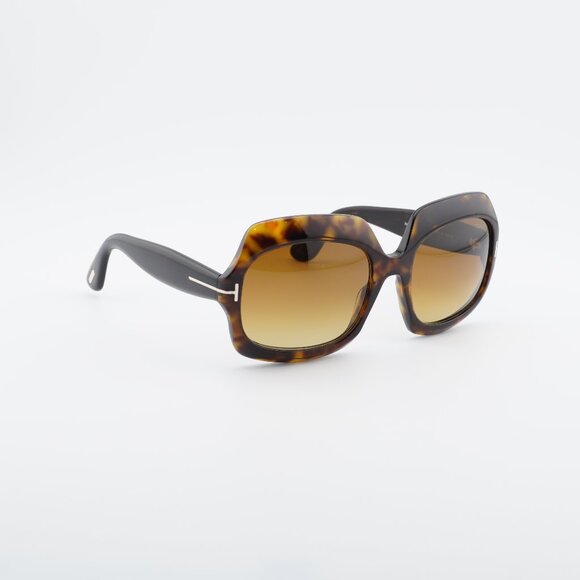 Tom Ford Ren FT1155 52F Sunglasses Havana Square Frame Brown Lenses